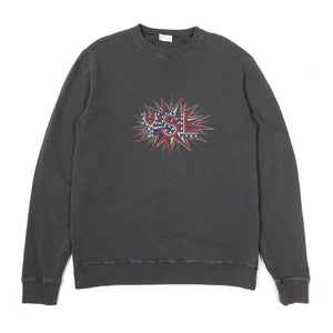 Saint Laurent Charcoal Graphic Crewneck Sweater Size Large