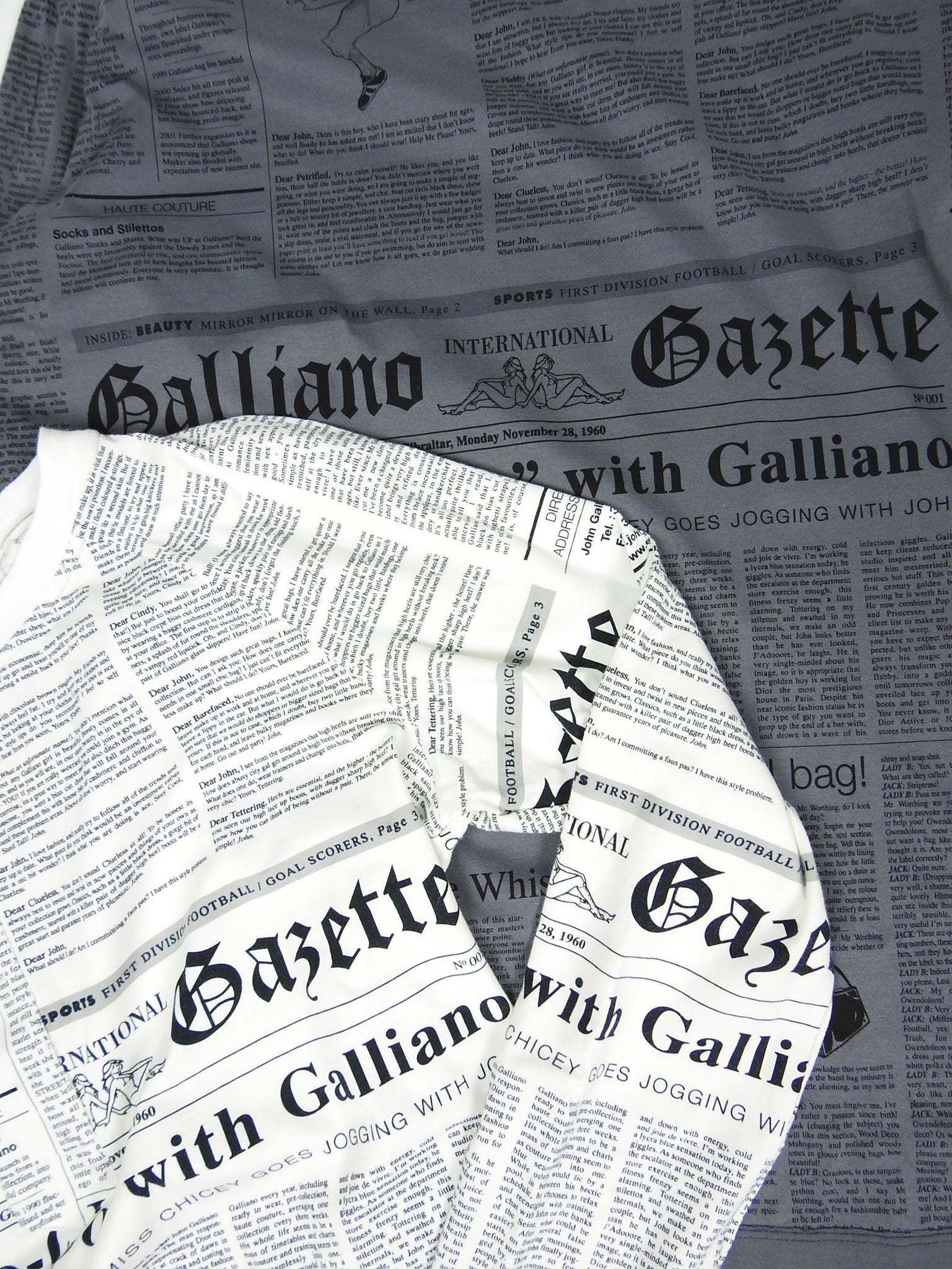 John Galliano Newspaper Print LS T-Shirt Size Large – I Miss You MAN