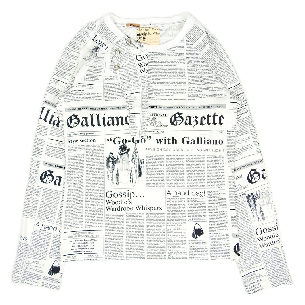 John Galliano Newspaper Print LS Button Up Size Large