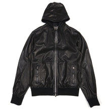 Load image into Gallery viewer, Louis Vuitton Black Perforated Leather Hooded Jacket Size 52
