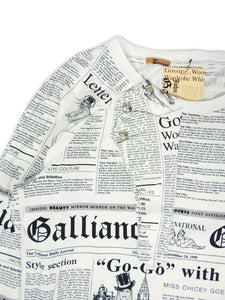 John Galliano Newspaper Print LS Button Up Size Large