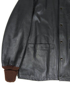 Engineered Garments Skookum Black Leather Varsity Size Small