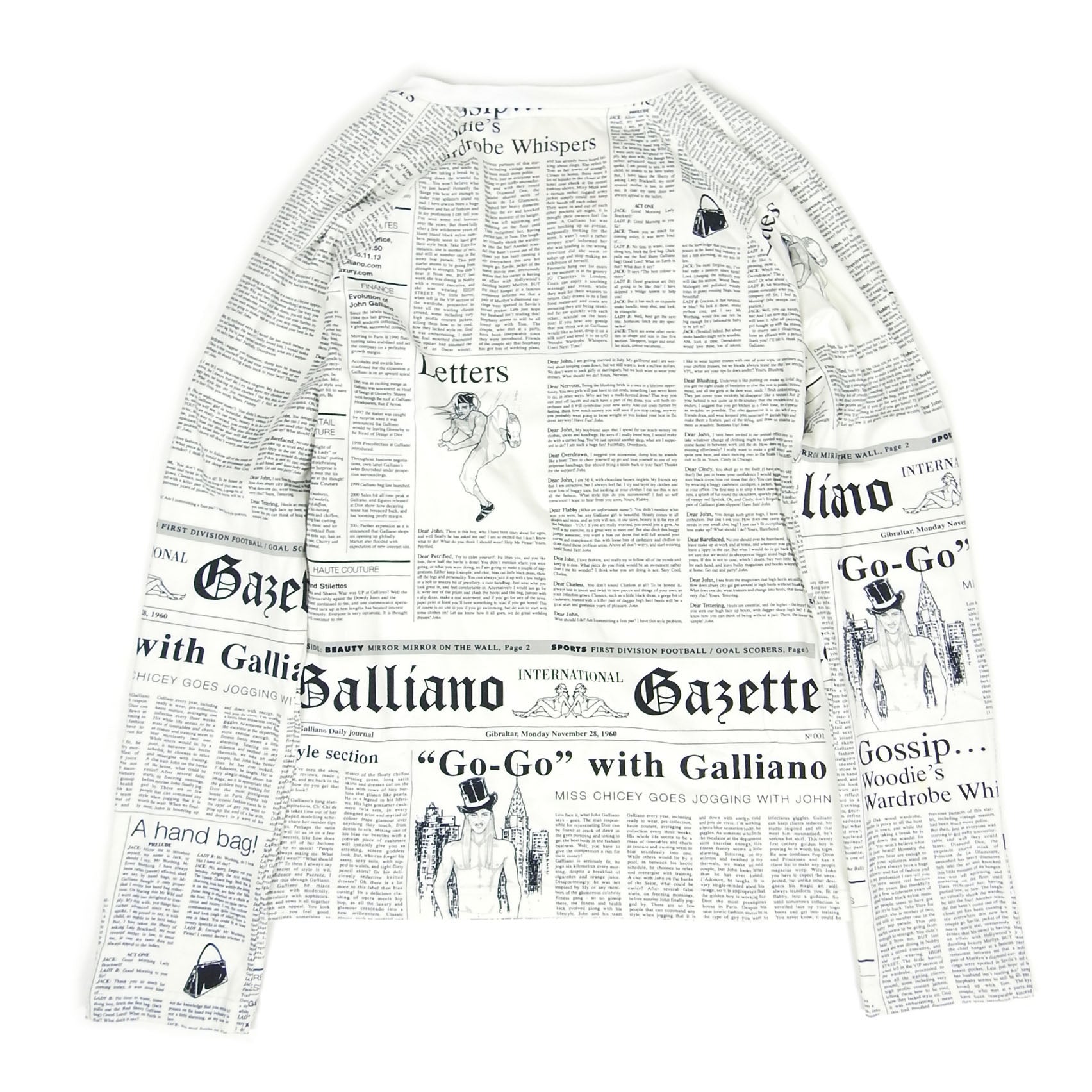 John Galliano Newspaper Print LS Button Up Size Large – I Miss You MAN