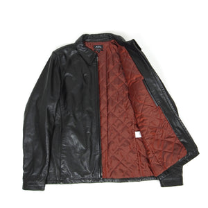 A.P.C. Black Leather Jacket Size XL