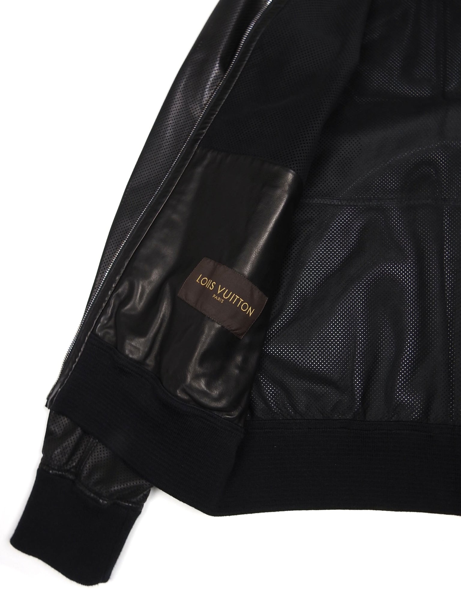 Louis Vuitton Perforated Mix Leather Blouson BLACK. Size 50