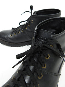 Prada Black Leather Lace Up Boots Size US 8