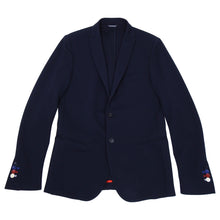 Load image into Gallery viewer, Alessandrini Navy Waffle Knit Polyester Blazer - S
