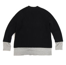 Load image into Gallery viewer, Alexander Wang Black Chunky Knit Sweater with Grey Inset - S
