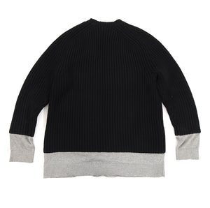 Alexander Wang Black Chunky Knit Sweater with Grey Inset - S