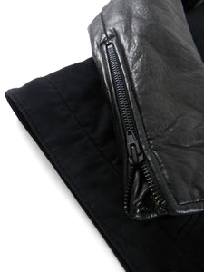 Alexander Wang Fall 2012 Black Cotton Jean Jacket With Leather Sleeves - M