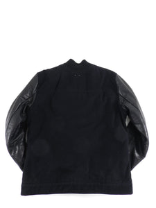 Alexander Wang Fall 2012 Black Cotton Jean Jacket With Leather Sleeves - M