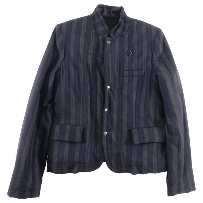  Ann Demeulemeester Navy and Grey Striped Jacket - M 