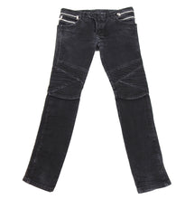 Load image into Gallery viewer, Balmain Black Slim Biker Ribbed Denim Jeans
