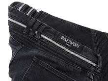Load image into Gallery viewer, Balmain Black Slim Biker Ribbed Denim Jeans - 34
