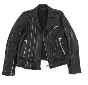 Balmain Black Heavy Lambskin Leather Moto Jacket