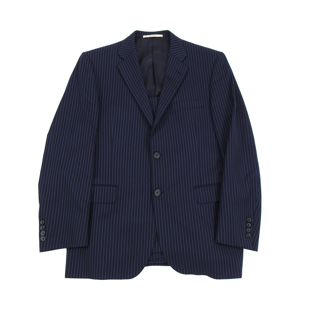 Burberry Navy and Light Blue Wool Pinstripe Suit - 40S