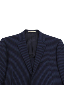 Burberry Navy and Light Blue Wool Pinstripe Suit - 40S
