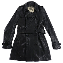 Load image into Gallery viewer, Burberry Black Lambskin Leather Trench Coat - S

