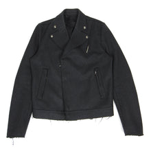 Load image into Gallery viewer, Costume National Frayed Edge Wool Biker Jacket Charcoal Size 46
