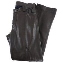 Load image into Gallery viewer, Chrome Hearts Brown Leather Straight Leg Pants with Sterling Buttons - 34
