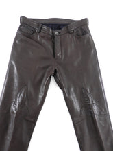 Load image into Gallery viewer, Chrome Hearts Brown Leather Straight Leg Pants with Sterling Buttons - 34
