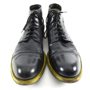 Costume National Black and Yellow Sole Lace Up Ankle Boots - 11