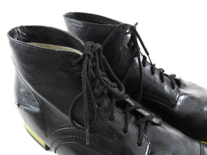 Costume National Black and Yellow Sole Lace Up Ankle Boots - 11