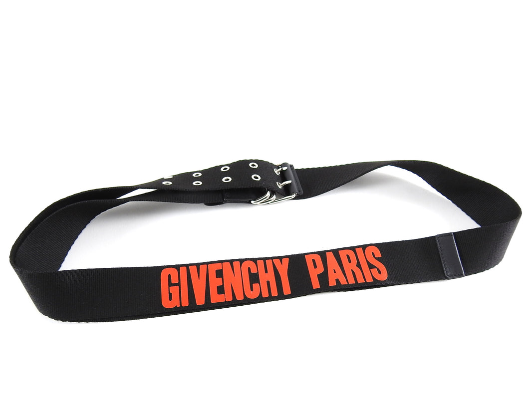 Givenchy Black and Red Canvas Logo Belt