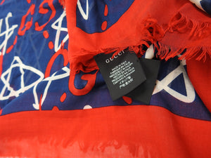 Gucci Ghost Scarf Navy/Red