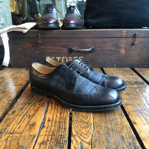 Gucci Black and Navy Tartan Oxford Shoes - 10