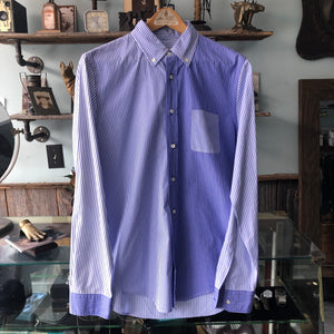 Wooster x Lardini Blue Pinstripe Panel Cotton Shirt - M