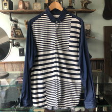 Load image into Gallery viewer, Tomorrowland Tricot Blue and White Denim Knit Stripe Shirt - M
