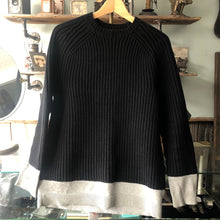 Load image into Gallery viewer, Alexander Wang Black Chunky Knit Sweater with Grey Inset - S
