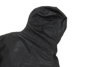 Inaisce Black Coated Canvas Long Hooded Zip Coat - L