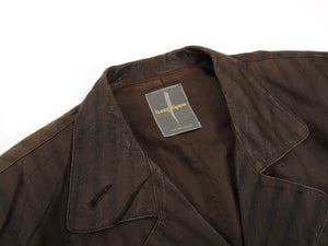 Issey Miyake Striped Brown Cropped Moto Jacket - S