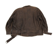 Load image into Gallery viewer, Issey Miyake Striped Brown Cropped Moto Jacket - S
