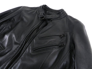 Julius 7 Tokyo Fall 2012 Black Leather Slim Fit Moto Jacket - XS
