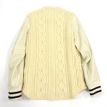 Load image into Gallery viewer, Junya Watanabe Comme Des Garcons Man Cable Knit Leather Sleeve Varsity Jacket - M

