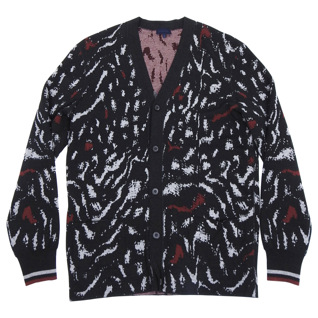 Lanvin Black Grey and Red Wool Button Up Cardigan - S