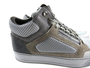 Lanvin Grey Mesh and Suede Mid Top Lace Up Sneakers - 6