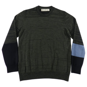 Marni Dark Green Knit Colour Block Pullover Sweater - S
