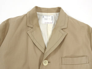 Sacai Beige Single Breasted Cotton Long Trench Coat - M