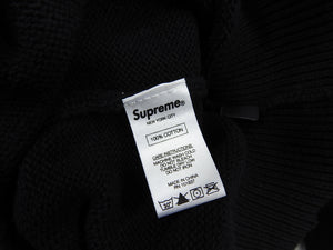 Supreme Black and Red Logo Stripe Pullover Sweater - M