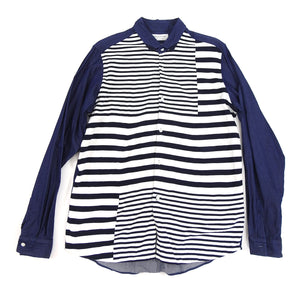 Tomorrowland Tricot Blue and White Denim Knit Stripe Shirt