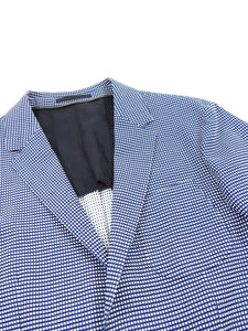 Z Zegna Blue and White Knit Check Wool Blend Blazer - 38