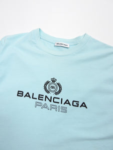 Balenciaga Turquoise Logo T-Shirt Small