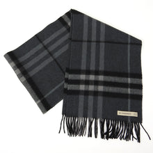 Load image into Gallery viewer, Burberry Check Cashmere Scarf Grey 
