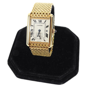 Cartier 18k Yellow Gold Tank Louis Grain de Riz Watch