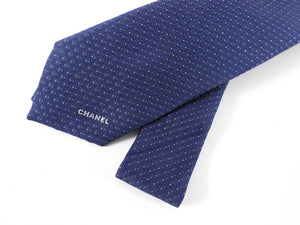 Chanel Blue Silk Men’s Skinny Tie in Box
