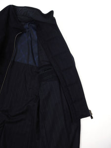Corneliani Navy Virgin Wool Pin Striped Overcoat Size 52 R